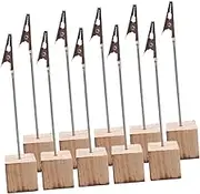 KALLORY 10pcs Table Holder Wedding Place Holders Paper Clips Photocard Holder Photo Holder Decoración De Clip Stand Business Cards Holder Memo Holder Display Stand Food Labels Metal Beige