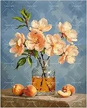 TAOPAOLAB Still Life Paint by Numbers Kit for Adults - DIY Peach and Peach Blossoms Vase Painting on Canvas 16x20 Inches, Acrylic Paint Set, Suitable for Beginners, Art for Home Decoration or Gifts