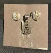 M.M. Rogers Sterling Silver w 14K Gold Native American Earring Pendant Set