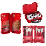 Hole Dozer + Saw + Drill + Spade Bit + Oscillating Wood Blade Set Red 47 Pc Pack