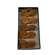 Bear Chopsticks Rest Holder Made In Japan Set Of 5 Kawaii Carved Wood