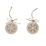 2 Christmas Tree Pendant Wooden Hanging Snowflakes Ornament Decoration Xmas Gift