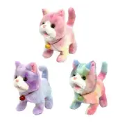 Electric Plush Toy Cat Cuddly Plush Animal Kitten Toy Tail Wagging Walking Cat