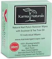 Karma Tea Tree Nail Polish Remover Wipes; Non-Toxic, Vegan, Cruelty-Free – Pack of 10