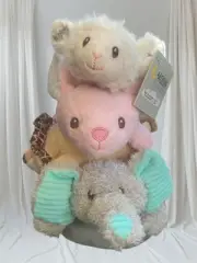 MOON & STARS Plush Set, Ages 0+ Elephant Lion Bunny Lamb. Stacking Sensory Toy.