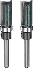 uxcell 2pcs Pattern Flush Trim Router Bit 0.24" Shank 1" Cutting Length 1/2" Cutting Dia with Top Bearings Straight Precise Cutting Woodworking Milling Cutter Tool for Trimming