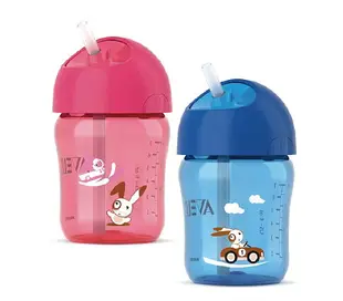 Philips Avent QQ兔吸管水杯260ML＋吸管三組，獨特扭蓋與矽膠吸管完美結合具防脹效果