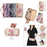 Flower Pattern Detachable Zip Leather Wallet Case For iPhone 15/12/13 Pro Max 8+