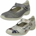 Ladies Rieker Sqaured Toe Casual Everyday Hook & Loop Leather Shoes 41346