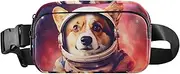 [XYMZR] Astronaut Corgi Space Fanny Pack Hip Bag Belt Bag for Women Man Fashion Waist Pack Water-repellent Crossbody Bag for Halloween Costumes Running Hiking Jogging Travel Sport, Multi-colored, one