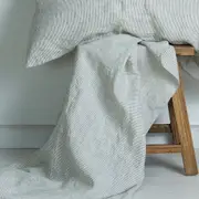 M Home French Linen Fitted Sheet Fine Stripe