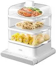 Food Steamer 12L Capacity, 3 Tier Electric Steamer, 12h Appointment, 800W Cooker for Rice/Vegetables/Meat/Fish, Cook Healthy Meals for The Whole Family