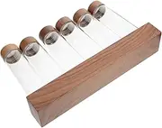 PRETYZOOM 1 Set 6 Coffee Bean Storage Tubes with Wooden Base Airtight Lids Glass Canisters for Home Stylish Freshness Preservation Practical Display