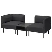 LILLEHEM 2-seat modular sofa with side table, Gunnared dark grey/metal
