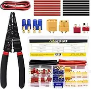 Mardatt 73 Pcs XT60 /EC3 /T-Plug Deans Male Female Adapter Connectors with Heat Shrink Tube and 14 AWG Silicone Wire & Stripper for RC Battery Charger ESC Motor Accessories