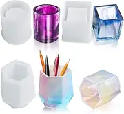 3 Pcs Cup Resin Silicone Mold, Kalolary Makeup Brush Holder Organizer Cylinder Craft Epoxy Mold, DIY Flower Planter Pot Molds, Cup Mold, Pen Holder Molds