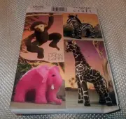 VOGUE CRAFT PATTERN 8349 ~ STUFFED ANIMALS ~ GIRAFFE MONKEY ELEPHANT ZEBRA *NEW