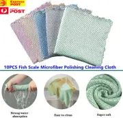 10PCS Fish Scale Microfiber Polishing Cleaning Cloth -Lint-Free Absorbent Towels