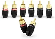 Sewell Deadbolt RCA Plugs with Fast-Lock Technology, 4 Pair (8 Pieces), Premium Solderless RCA Plugs