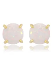 OPAL GLOW WHITE CREATED OPAL STUD EARRINGS GOLD