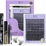 B&Qaugen Lash Clusters Kit B02 Eyelash Extension Kit Lash Clusters Kit 156 PCS Eyelash Clusters Lashes DIY Lash Extension Kit 8-18mm Lash Clusters Eyelash Extensions Kit with Lash Bond and Seal(Kit,B02)