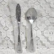 Oneida Satin Sand Dune Butter Knife Sugar Spoon Stainless Steel New 2 Pcs