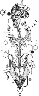 Temporary Tattoos,Owl Sword Moon,Owl Tattoos,Resilience,Real Tattoo Look,Water-Resistant,Lasts 1-2 Weeks,18 x 11 cm