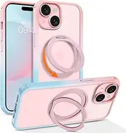 YINLAI for iPhone 15 Case, [Compatible with MagSafe] with Magnetic 360° Rotatable Ring Stand Slim Shockproof Protective Phone Cases for iPhone 15 6.1", Pink+Blue