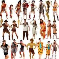 在飛比找Yahoo!奇摩拍賣優惠-土著印第安服裝cosplay豹紋衣服萬圣節野人原始人演出服成