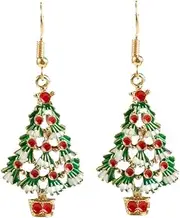 [CurcKua] Christmas Dangle Earrings Set Xmas Tree Drop Earrings Thanksgiving Themed Women Girls 1 Pair Xmas Tree Dangle Earrings Xmas Tree Drop Earrings Christmas Earrings