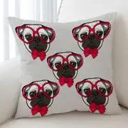Funny Elegant Pug Dog Cushion Cover