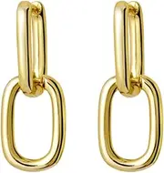 [LaBling] Rectangular Hoop Earrings for Women | Statement Gold Hinged Hoop Earrings - Double Rectangular Hoop