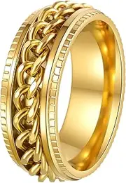 [Udolfly] Mens Wedding Rings 8mm Brushed Matte Ring for Men Women Gold/Black/Blue/Silver Titanium Stainless Steel Engagement Band Rings Comfort Fit