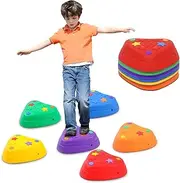 Balance Stepping Stones for Kids, Anti-Slip Rubber Non-Toxic Stackable Sensory Toys, Toddler Obstacle Course Equipment for Indoor/Outdoor Play, Gift Ready for Boys & Girls Ages 3+
