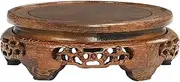 SGHJHUIU Bonsai Pedestal,Vase Base,Vase Bonsai Base,Vase Base,Vintage Round Shape Wooden Teapot Base Vase Aquarium Table Lamp, Home Decoration Display Stand Ornament Base