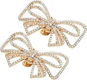 [WATIIFUFU] 1 Pair Elegant Bow Design Wedding Bridal Shoe Clips Removable Shoe Decorations for Heels Flats Boots Stylish Rhinestone Charms for Engagements Parties Special Occasions