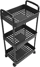 Rolling Storage Cart: Large Capacity 3 Tier Plastic Utility Cart with Wheels Easy to Install, for Bedroom Bathroom Living Room Kitchen