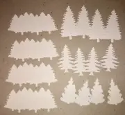 20 evergreen TREES cardstock paper die cut embellishments