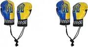 [LOGOFUN] 2 Pairs of Mini Boxing Gloves Hanging Decorations Miniature Punching Gloves Ukraine Flag Pattern Mini Gloves Pendant for Car Mirror Decorations, Multicolored, Size Medium