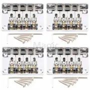 4X 4 String Roller Saddle Guitar Hard-tail Bridge Tailpiece for Cigar Box Silver