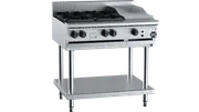 B+S Black Combination Four Open Burners & 300mm Grill Plate Natural Gas