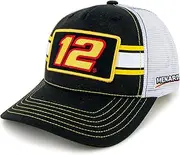 Checkered Flag Sports Ryan Blaney 2025 Striped #12 Mesh Snapback Hat Black/White, Black/White, One Size