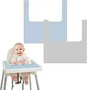 PandaEar 2 Pack High Chair Placemat, Silicone Non-Slip Placemats for IKEA Antilop Baby High Chair, Food Grade Mats Toddler Placemats -Blue/Grey