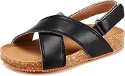 [BMCiTYBM] Toddler Boys Girls Sandals Open Toe Arch Support Slides Adjustable Straps Cork Footbed Slippers for Indoor Outdoor