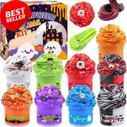 Halloween Slime, 9 Pack, Scented, Cloud Slime, Fluffy, Party Favors