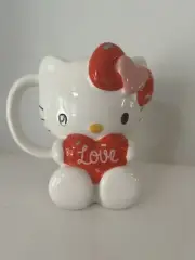 Hello Kitty Mug Full Body Love Red Hearts 3D Sculpted 20oz Ceramic Coffee Cup