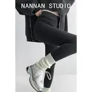 Tummy-Control Brushed Leggings Dark Gray - One Size