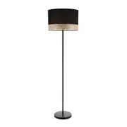 TAMBURA Black Cloth Shade With Blonde Wood Trim Large Floor Lamp - TAMBURA12FL