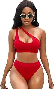 [NAFLEAP] High Waisted Bikini Sets Women Twist Front Top V Neck Push Up Padded Swimsuit Bathing Suits