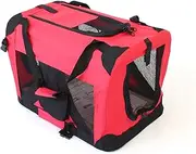 Pet Travel Carrier Soft Crate Portable Puppy Dog Cat Kitten Cage Kennel Home House Red (Small 50x33cm)